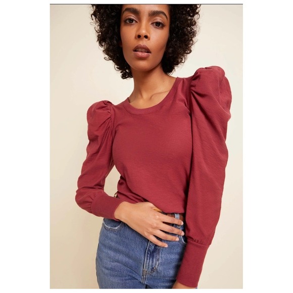 Nation LTD Tops - Nation LTD Romy Puff Sleeve Top Rust Terracotta Pima Cotton‎ Slub Size M Cottage